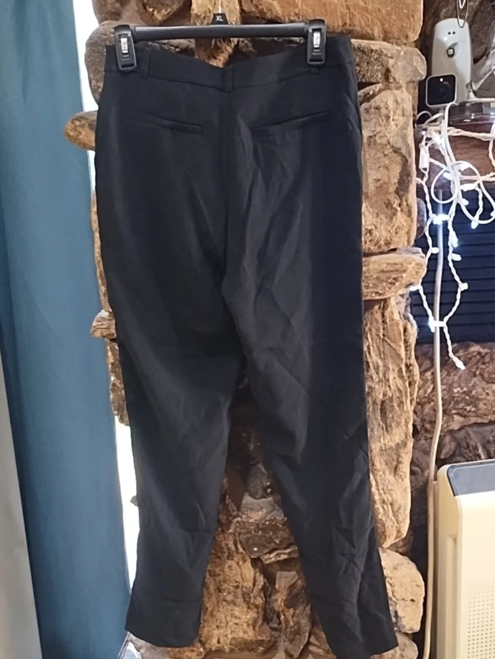 H&M Black Dress Pants with Green and White Side Stripes